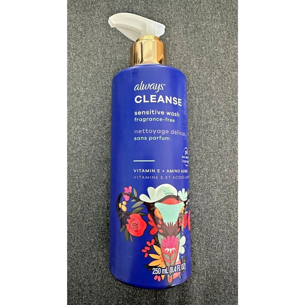 2 Pack of Always Cleanse Sensitive Wash 8.4 oz Each pH Balanced Fragrance Free